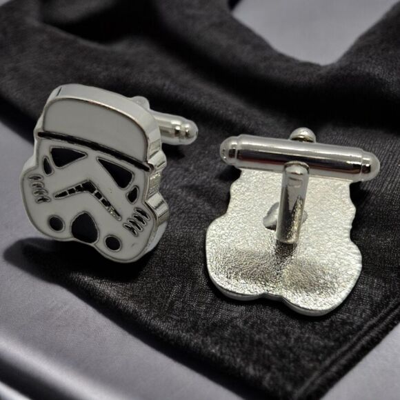 Stormtrooper Cuff Links Star Wars Silver French Cufflinks Formal Tuxedo Prom NEW - Picture 4 of 6